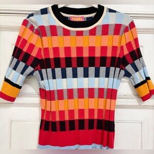 PRELOVED SZ L THML Colorful Plaid Women's Sweater